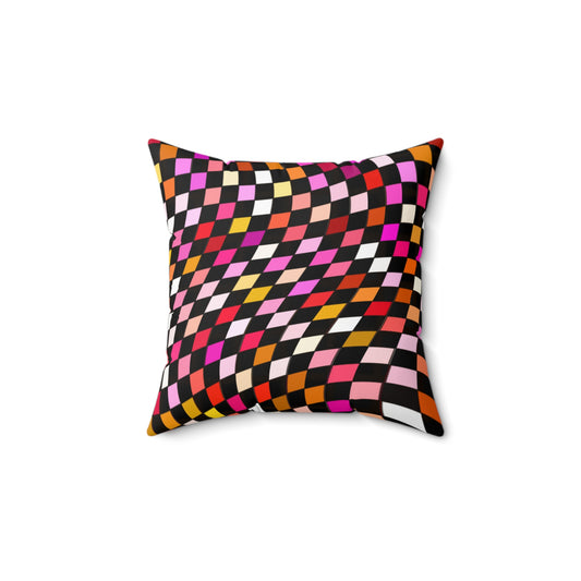 Warped Red Checkered Throw Pillow