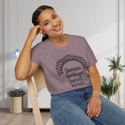 Sunrise Sunburn Sunset Repeat (2) Adult T-shirt