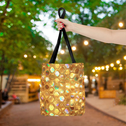 Golden Prism Grid Canvas Tote Bag