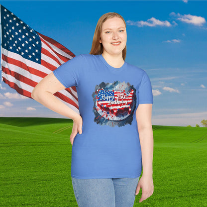 America-Shaped Happy 250th Birthday Cake Adult T-shirt