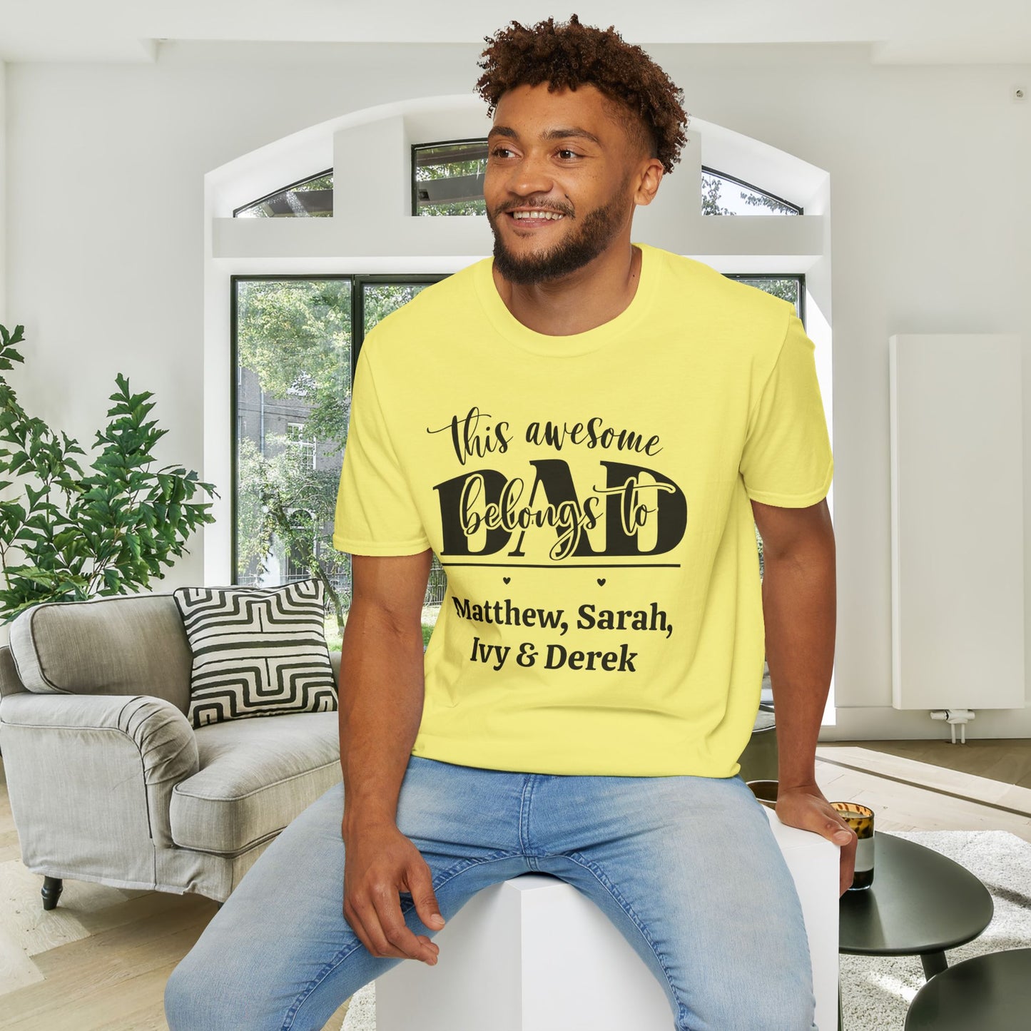 ""This Awesome Dad Belongs To... Adult T-shirt (Personalizable)