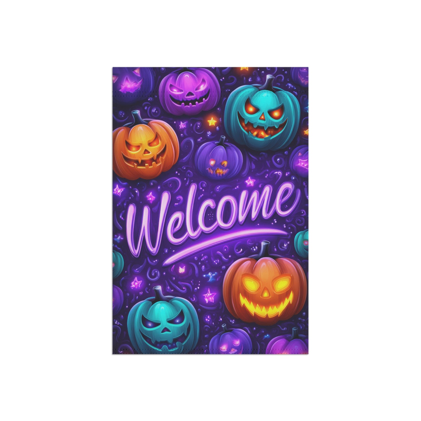 Welcome Halloween Purple Garden Banner