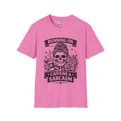 Running On Caffeine & Sarcasm Adult T-shirt