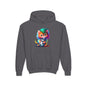 Cute Colorful Kitty w/Soccer Ball Youth Hoodie