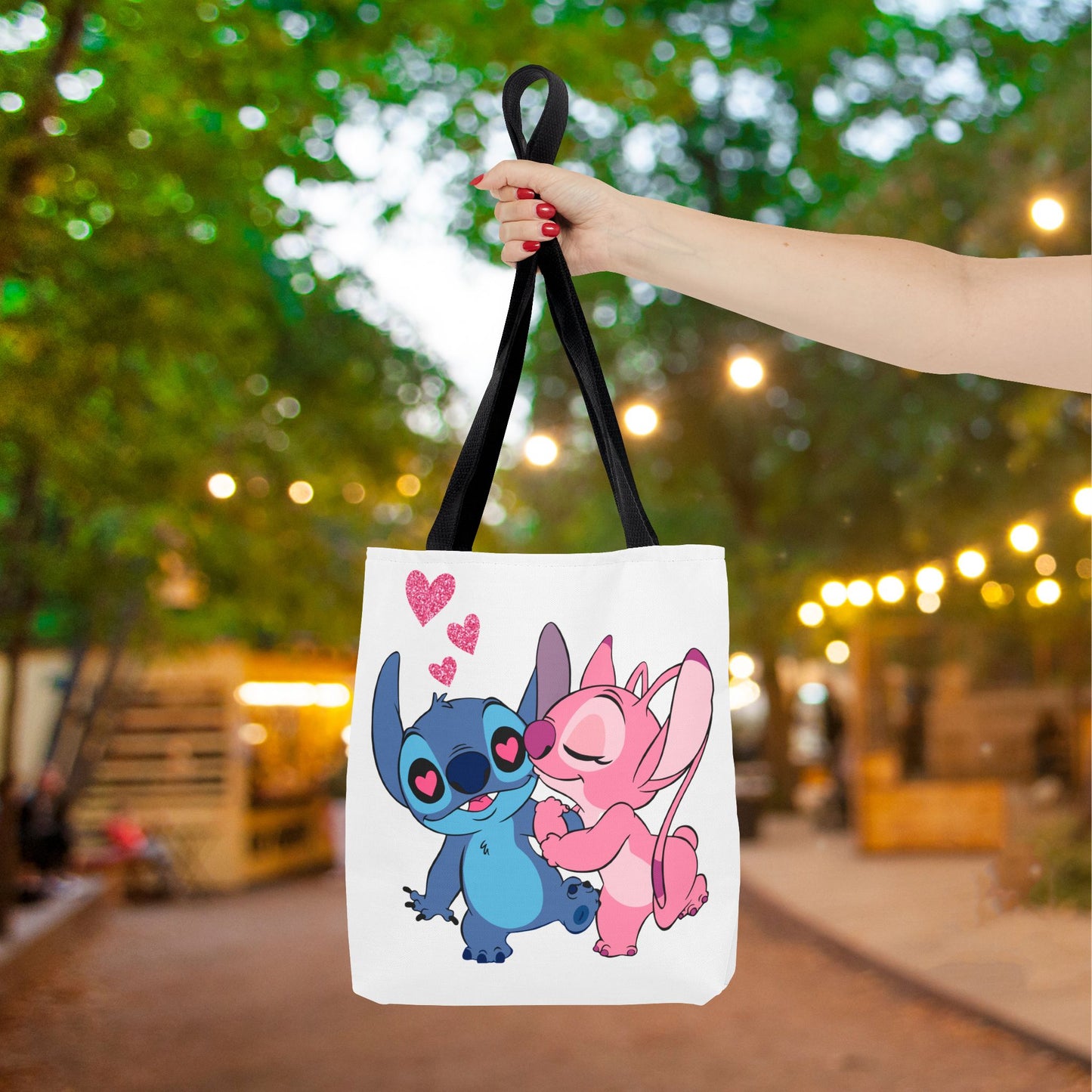 Valentines Stitch Kiss Tote Bag