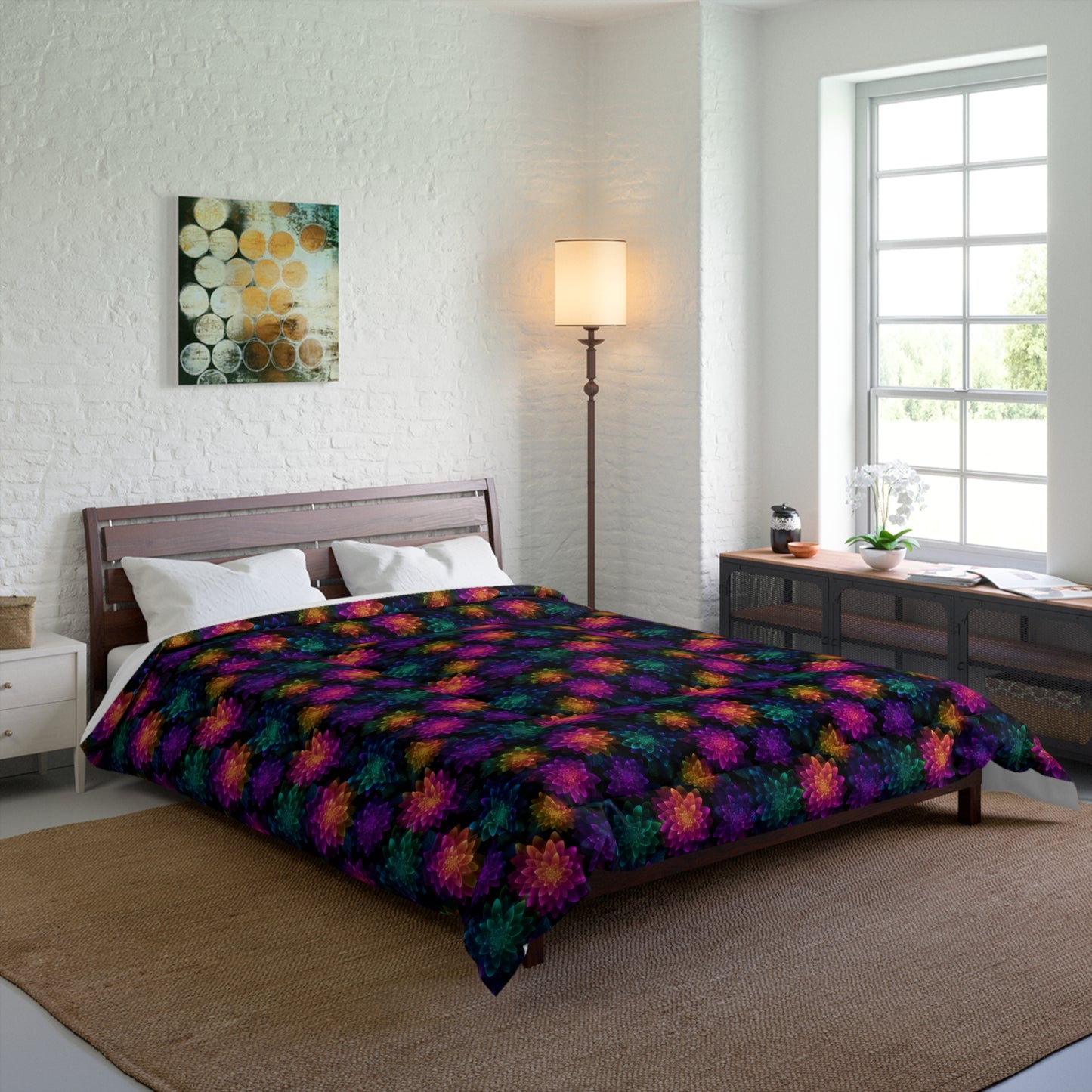 Neon Lotus Blooms Basic Bedding Set