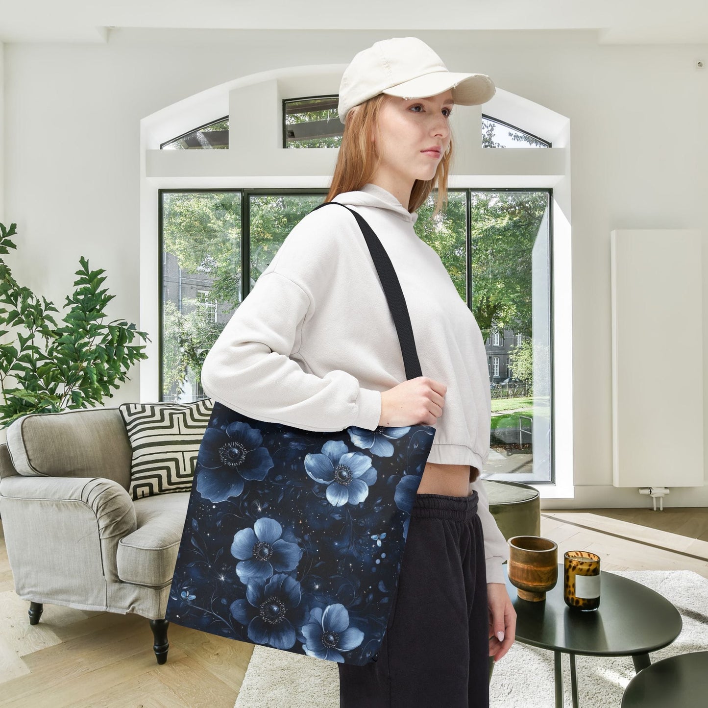 Midnight Blossoms Canvas Tote Bag