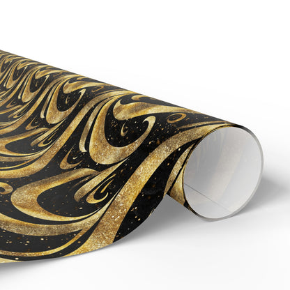 Black & Gold Luxe Swirl Wrapping Paper