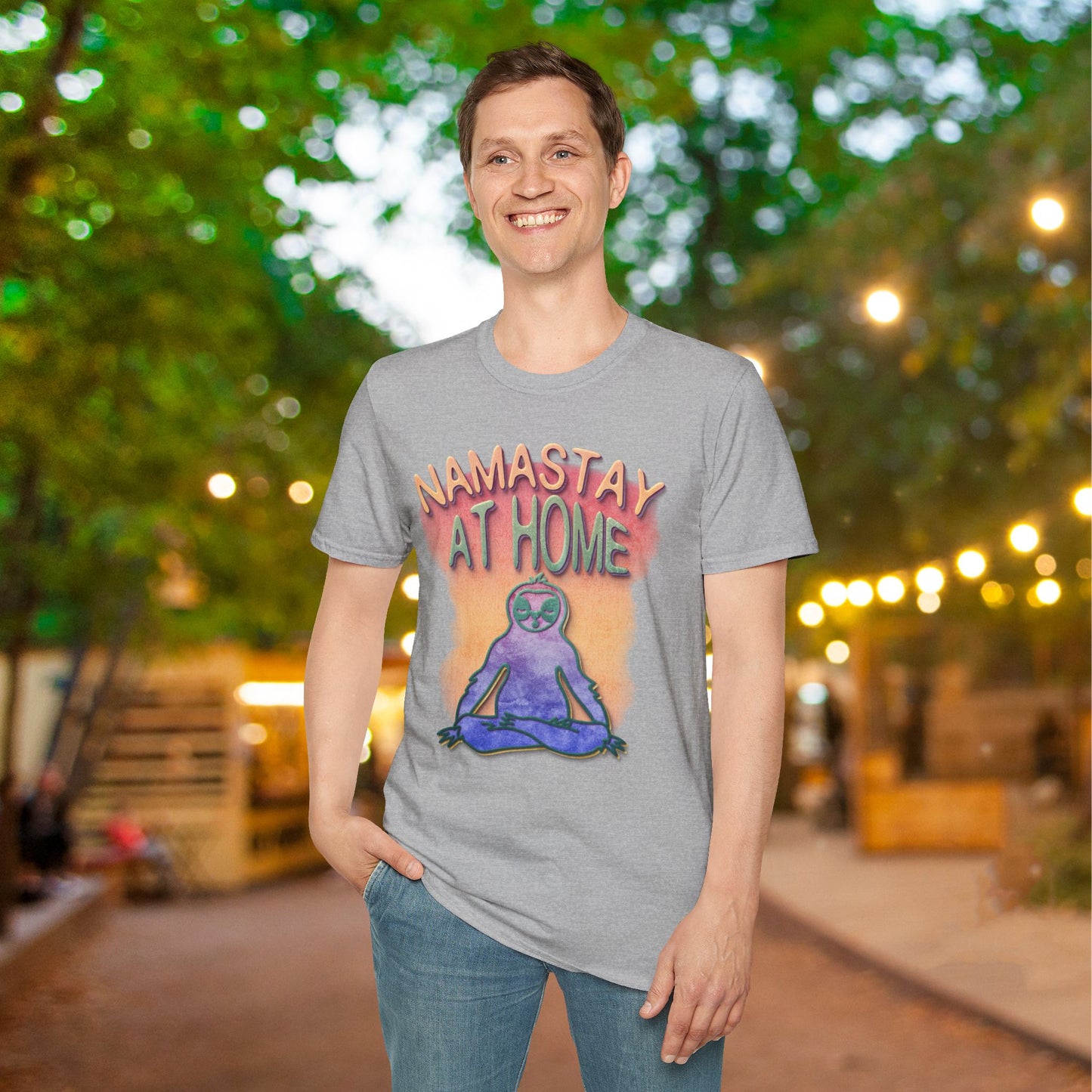 Namastay At Home Adult T-shirt