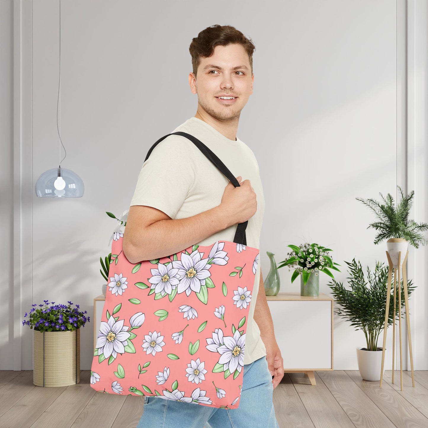 Jasmine Blush Garden Canvas Tote Bag