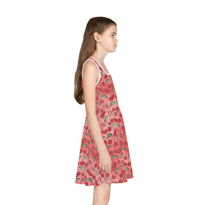 Cherry Bombshell Print Girls' Sleeveless Sundress