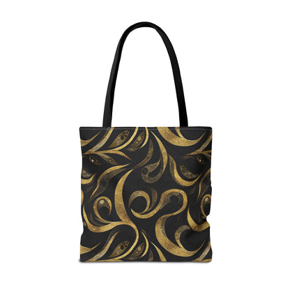 Golden Noir Swirl Canvas Tote Bag