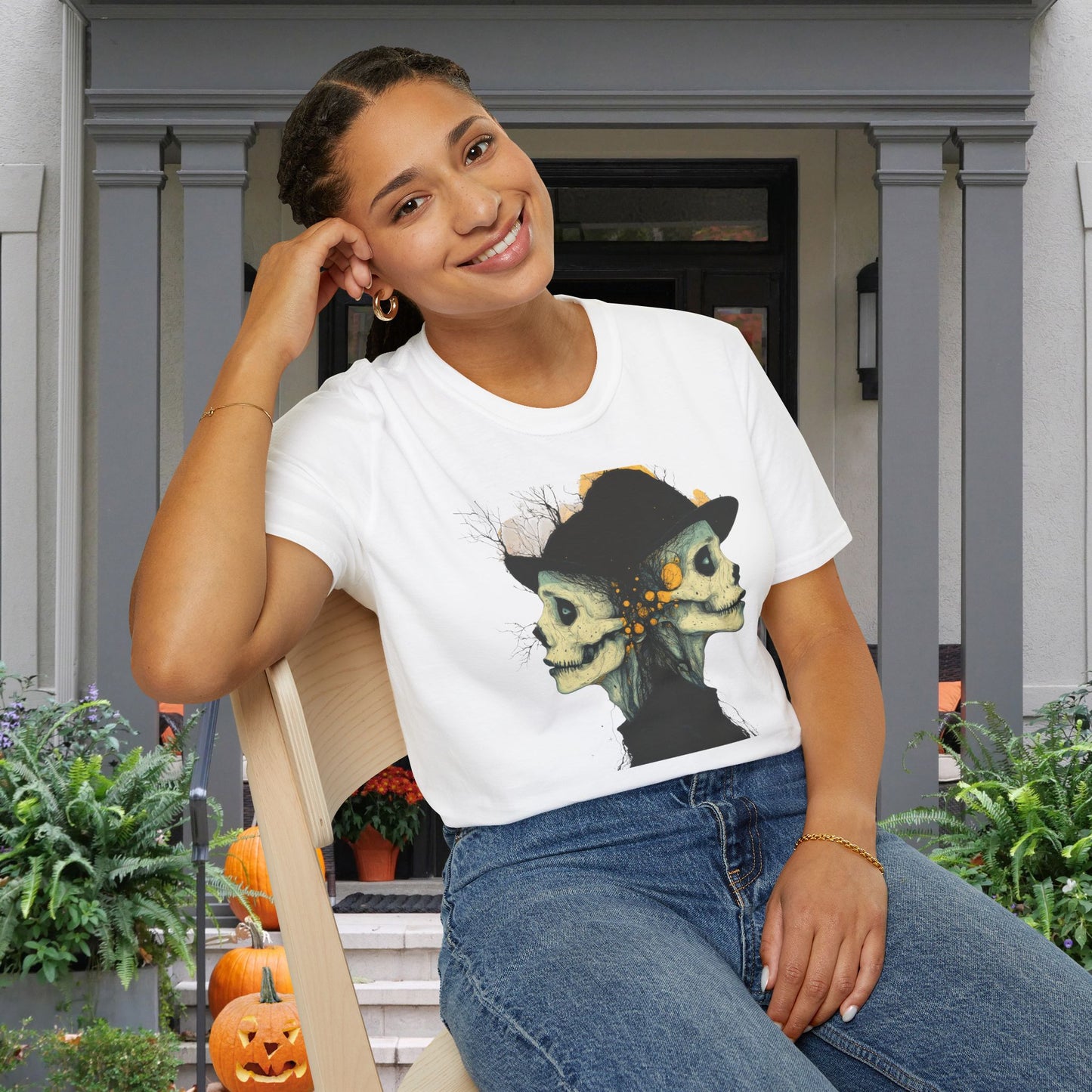 Creepy Skull Witches Adult T-shirt