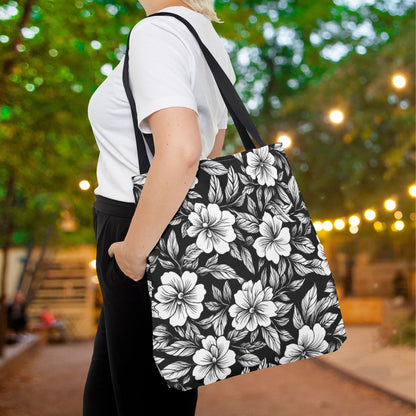Monochrome Paradise Bloom Canvas Tote Bag