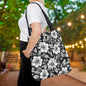 Monochrome Paradise Bloom Canvas Tote Bag