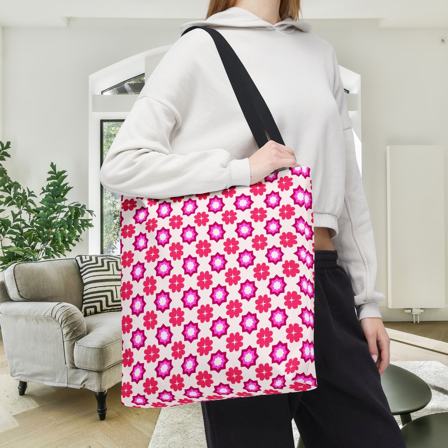 Rosy Star Garden Canvas Tote Bag