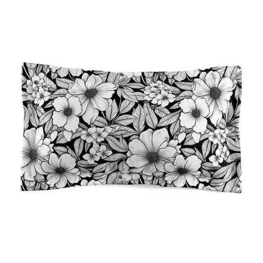 Black & White Forget-Me-Nots Microfiber Pillow Sham