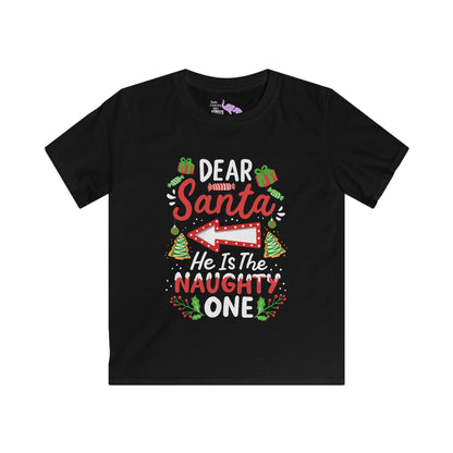 Dear Santa He Is The Naughty One Youth Softstyle Tee