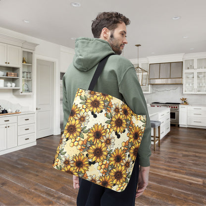 Honeycombs & Sunflowers Canvas Tote Bag