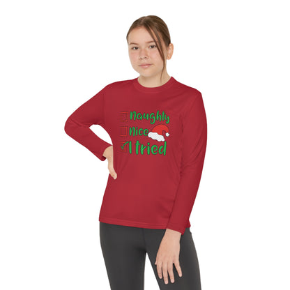 Naughty Nice I Tried Youth Long Sleeve Tee