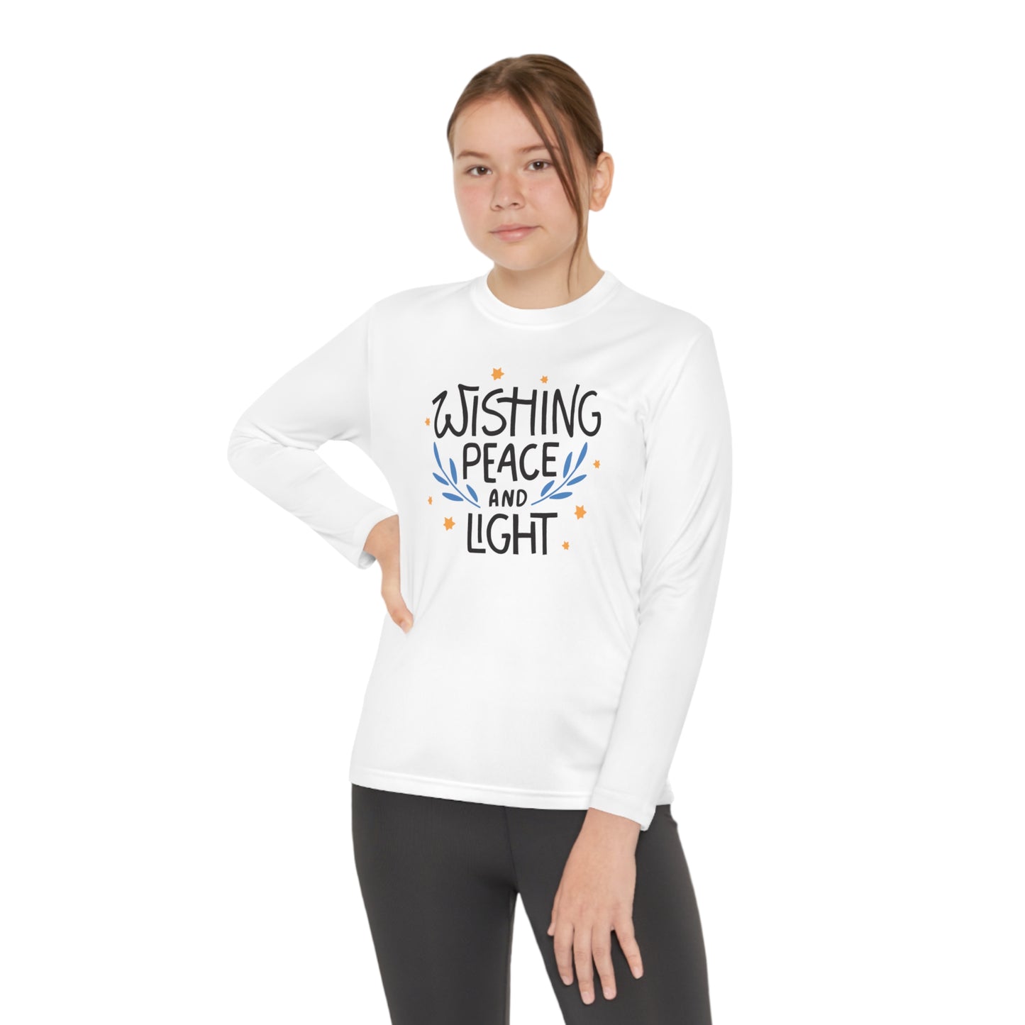 Hanukkah Wishing Peace & Light 3 Youth Long Sleeve Tee