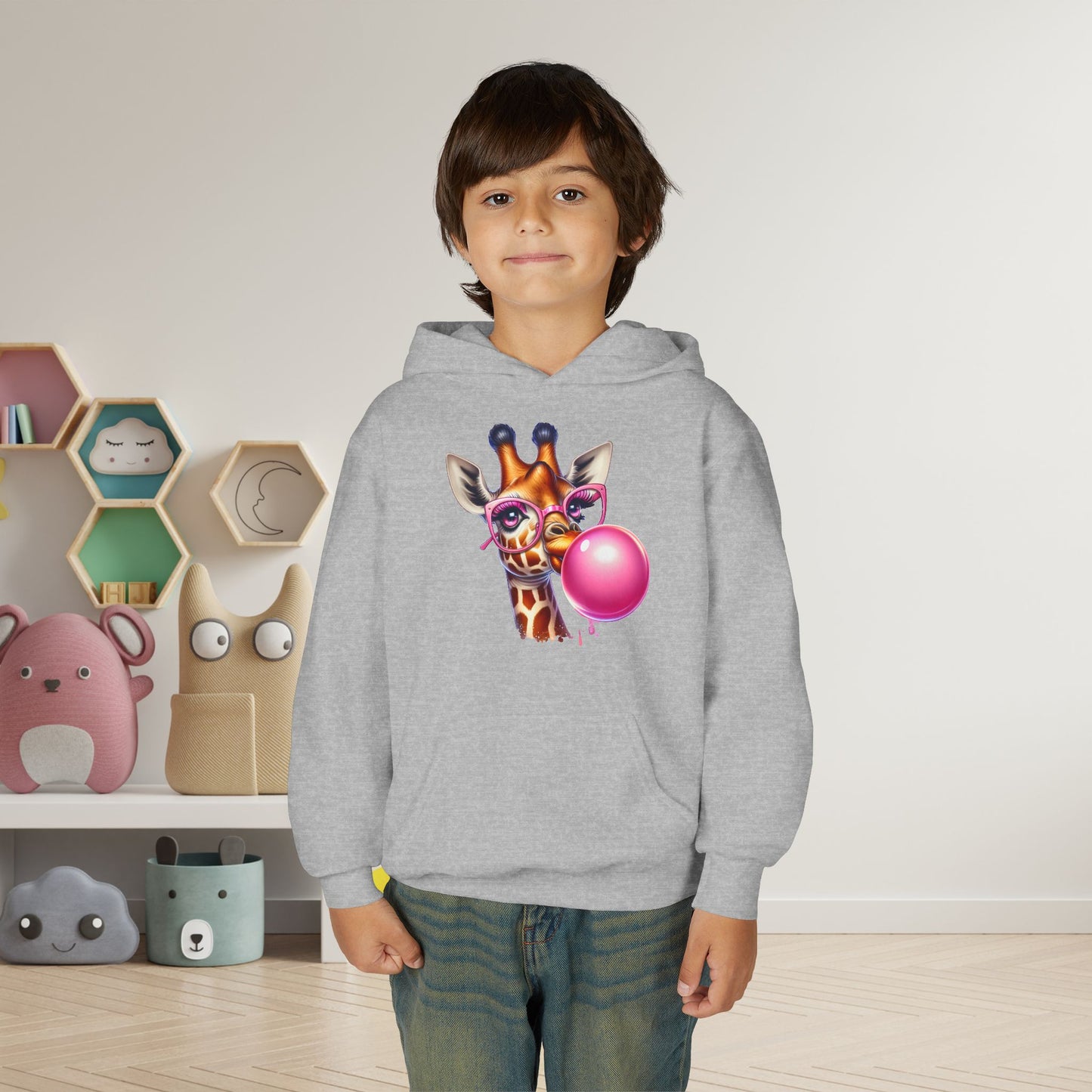 Girraffe Blowing Bubble Youth Heavy Blend Hoodie