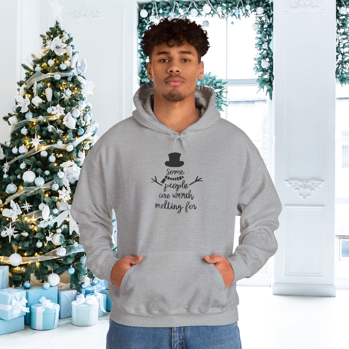 Some People Are Worth Melting For (Snowman) Adult Heavy Blend™ Hooded Sweatshirt