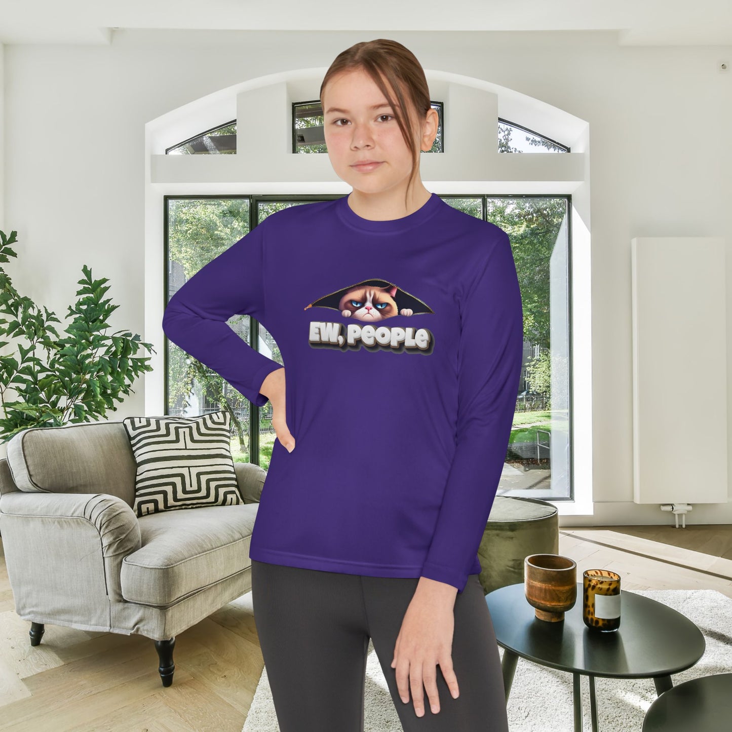 Ew People (Grumpy Cat) Youth Long Sleeve Tee