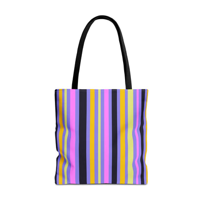 Midnight Pop Stripes Canvas Tote Bag