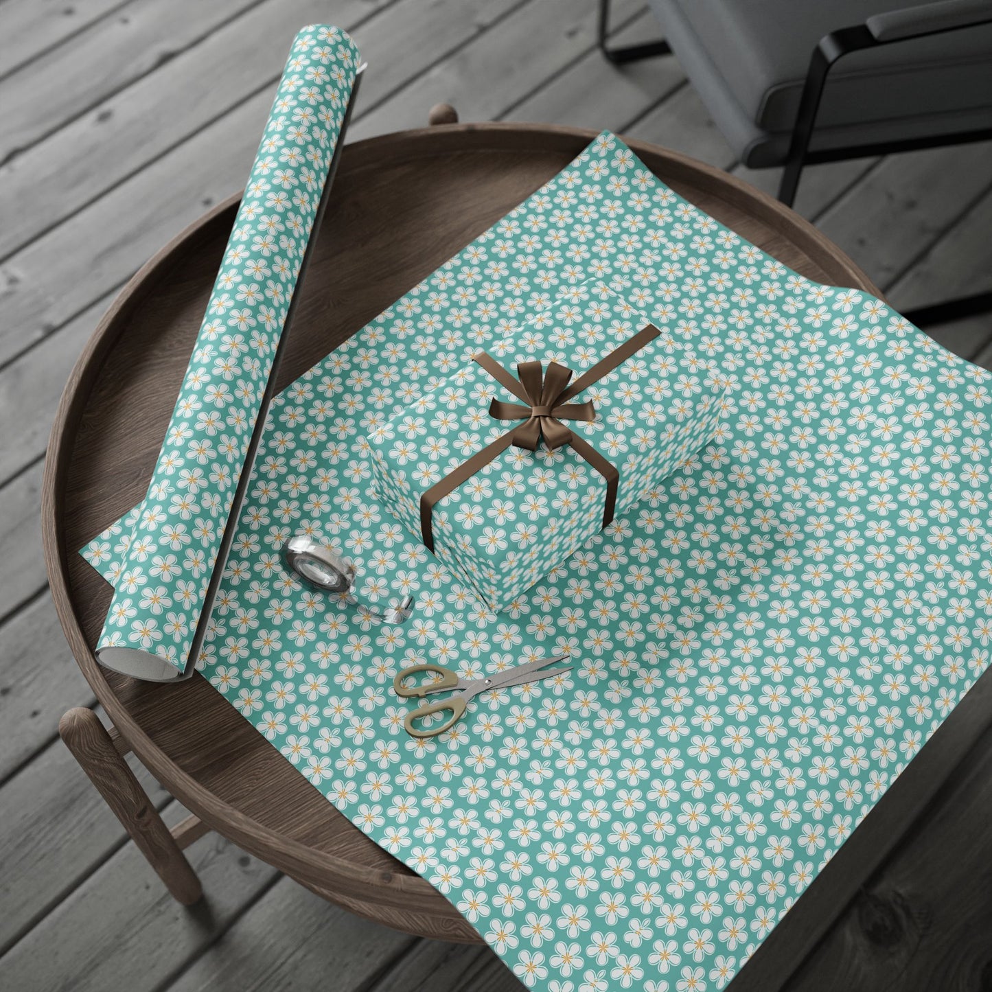 Tealberry Blooms Wrapping Paper