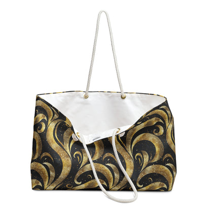 Black & Gold Luxe Swirl Weekender Bag