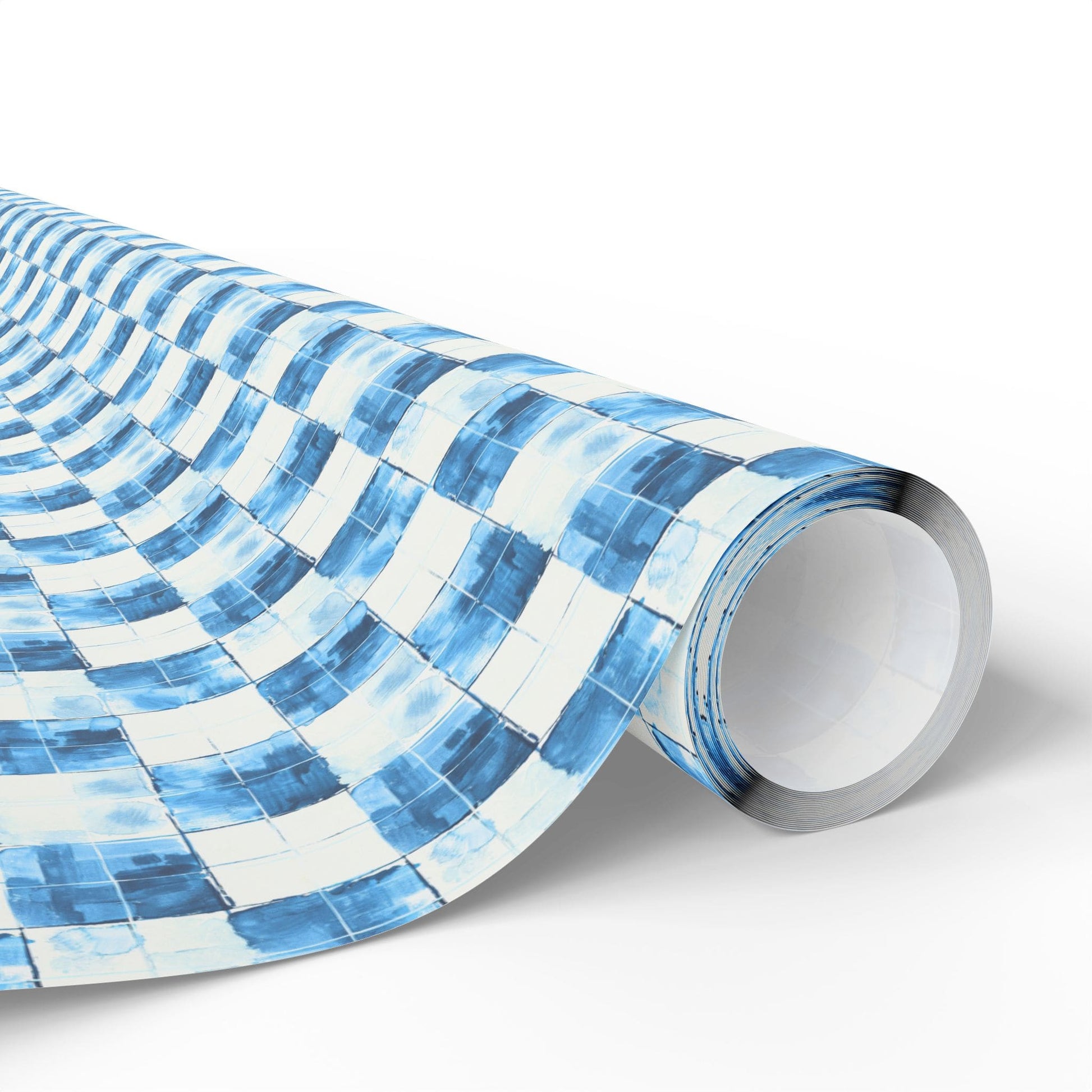 Cozy Blue Checkered Wrapping Paper