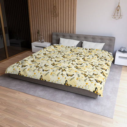 Sunlit Butterfly Bloom Microfiber Duvet Cover