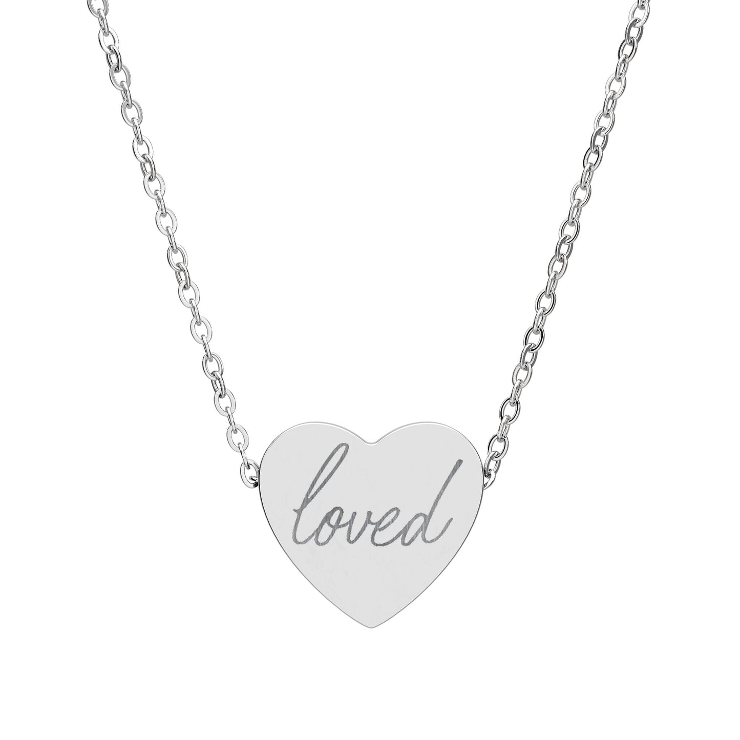 'loved' Engraved Heart Necklace