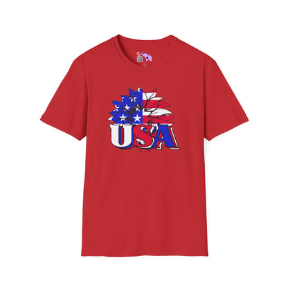 USA Red, White, and Blue Flag Sunflower Adult T-shirt