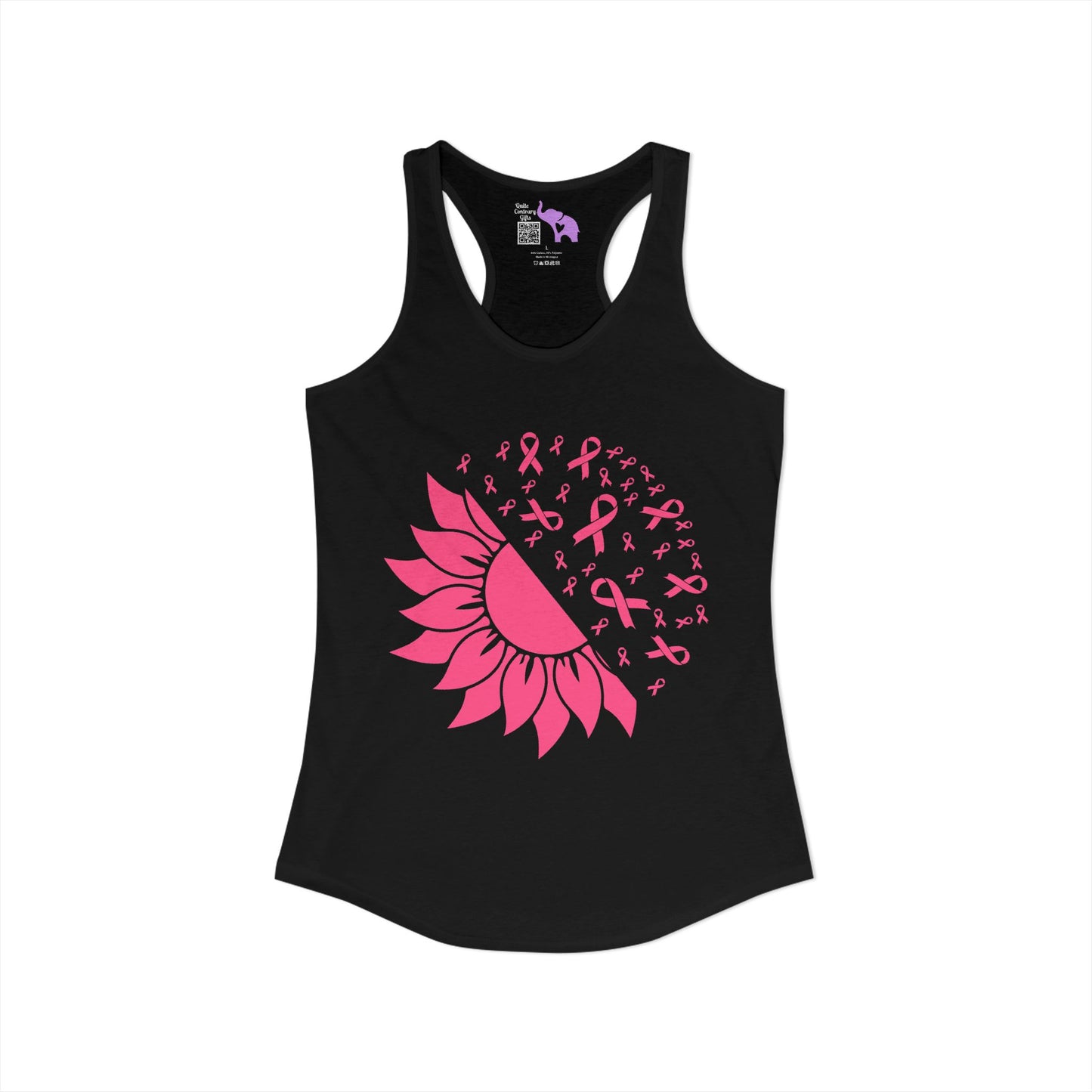 Sunflower & Butterflies Breast Cancer Awareness Women's Ideal Racerback Tank