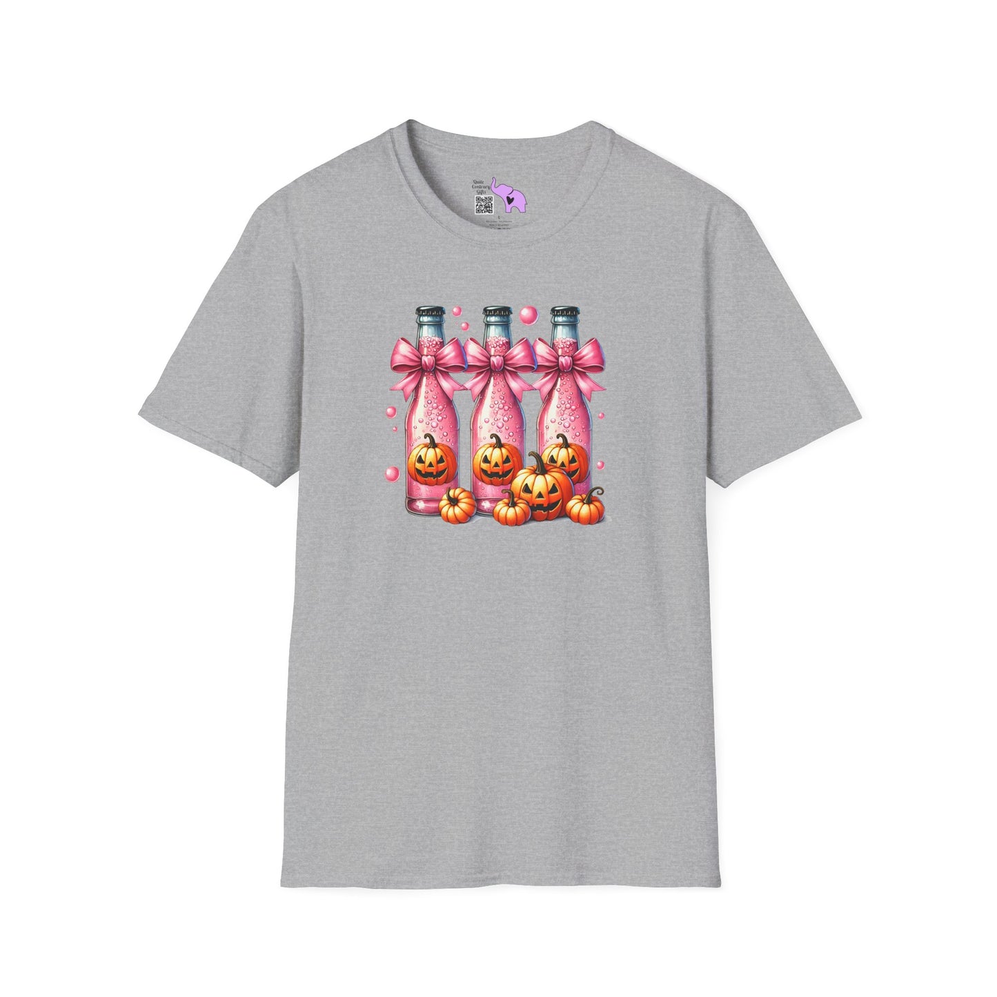Pink Fizzy Drink w/Pumpkins Adult T-shirt