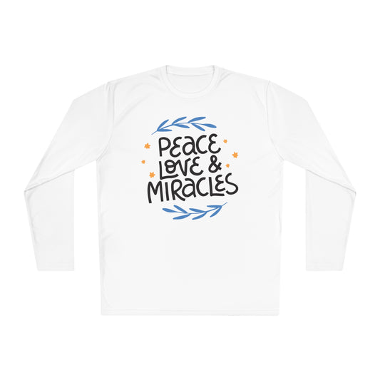 Hanukkah Peace Love & Miracles 2 Adult Long Sleeve Tee