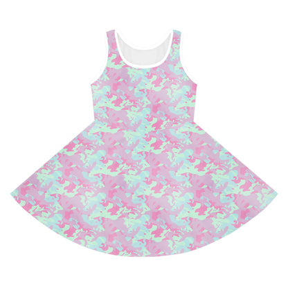 Berry Sorbet Camo Girls' Sleeveless Sundress