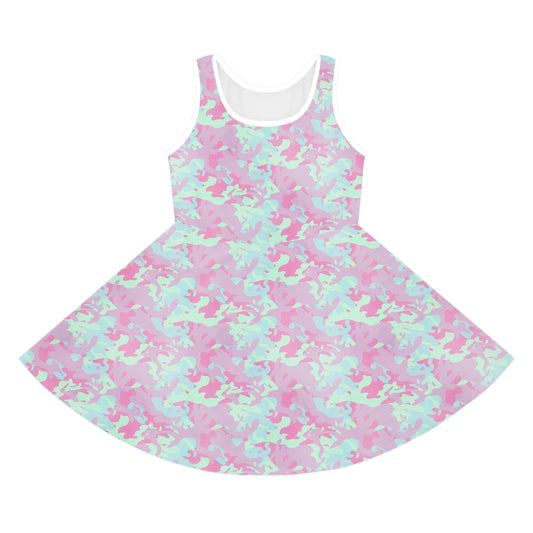 Berry Sorbet Camo Girls' Sleeveless Sundress