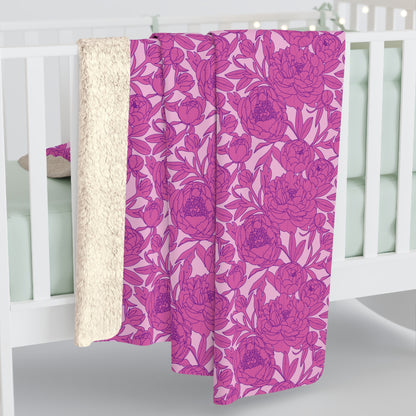 Blush Peony Garden Fleece Blanket