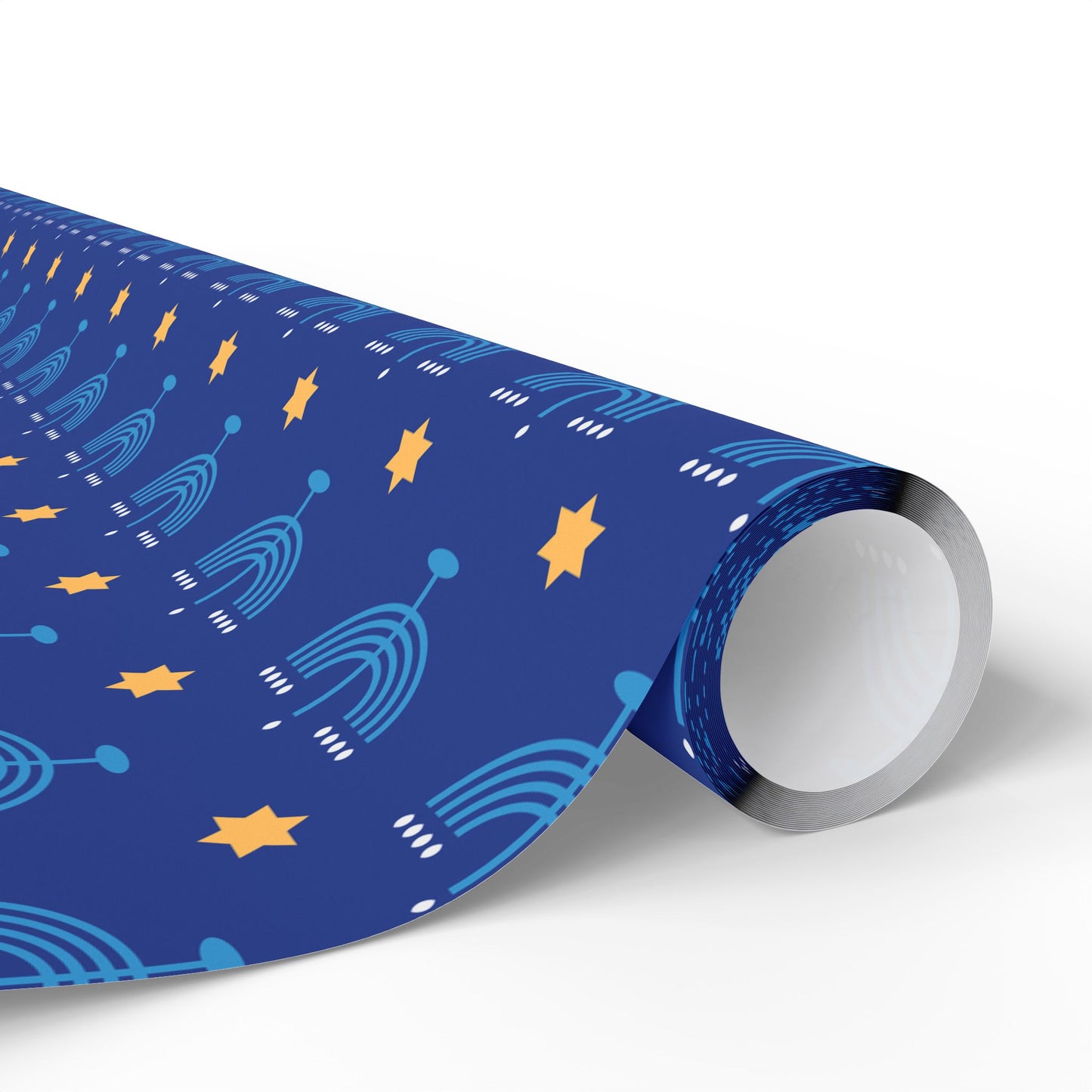 Dk. Blue/Gold Star of David Hanukkah Wrapping Paper