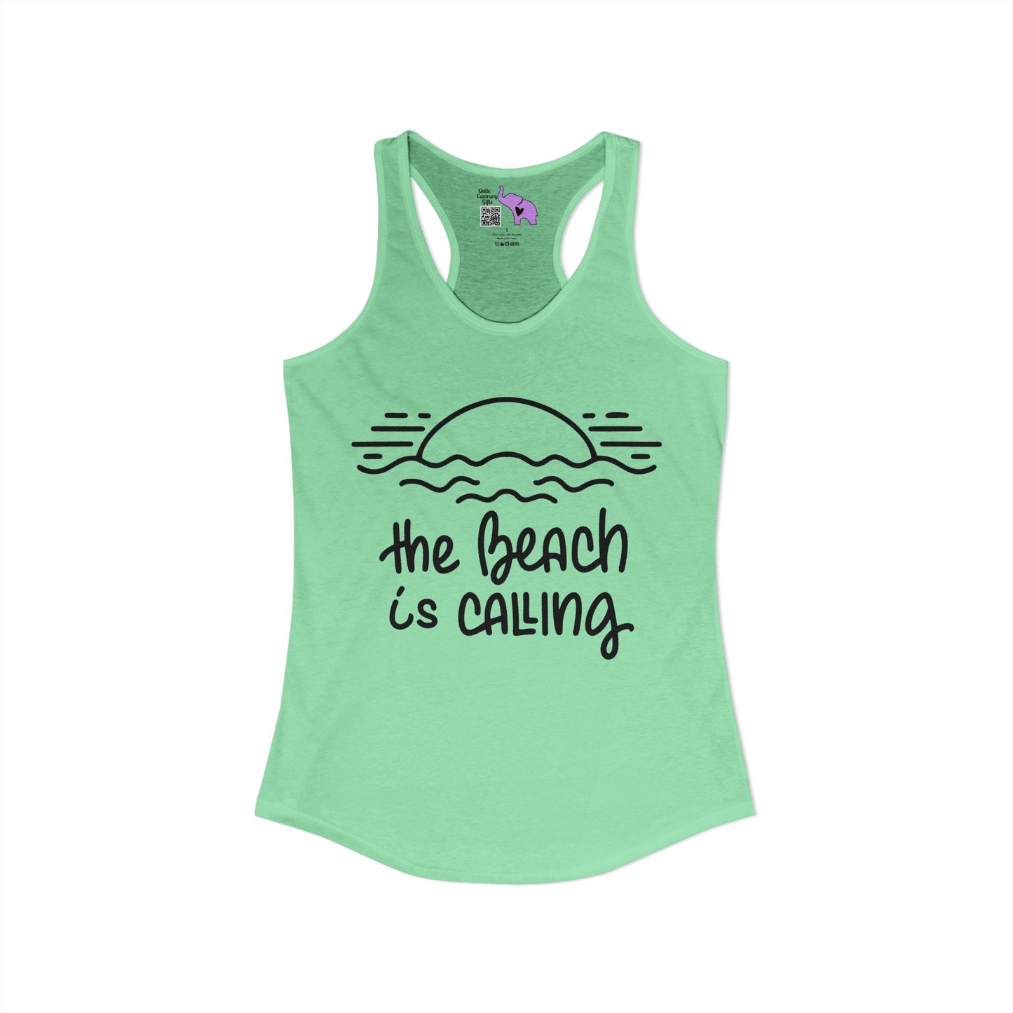 The Beach Is Calling Women's Ideal Racerback Tank