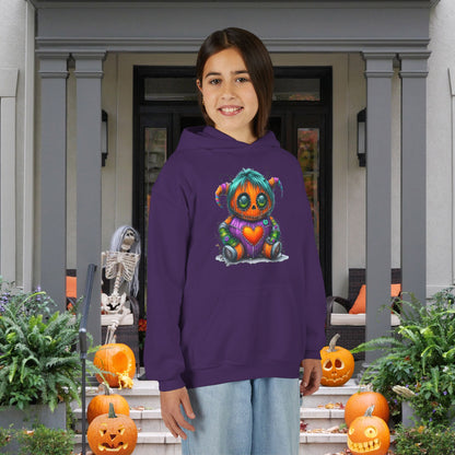 Patchwork Pumpkin Heart Youth Heavy Blend Hoodie