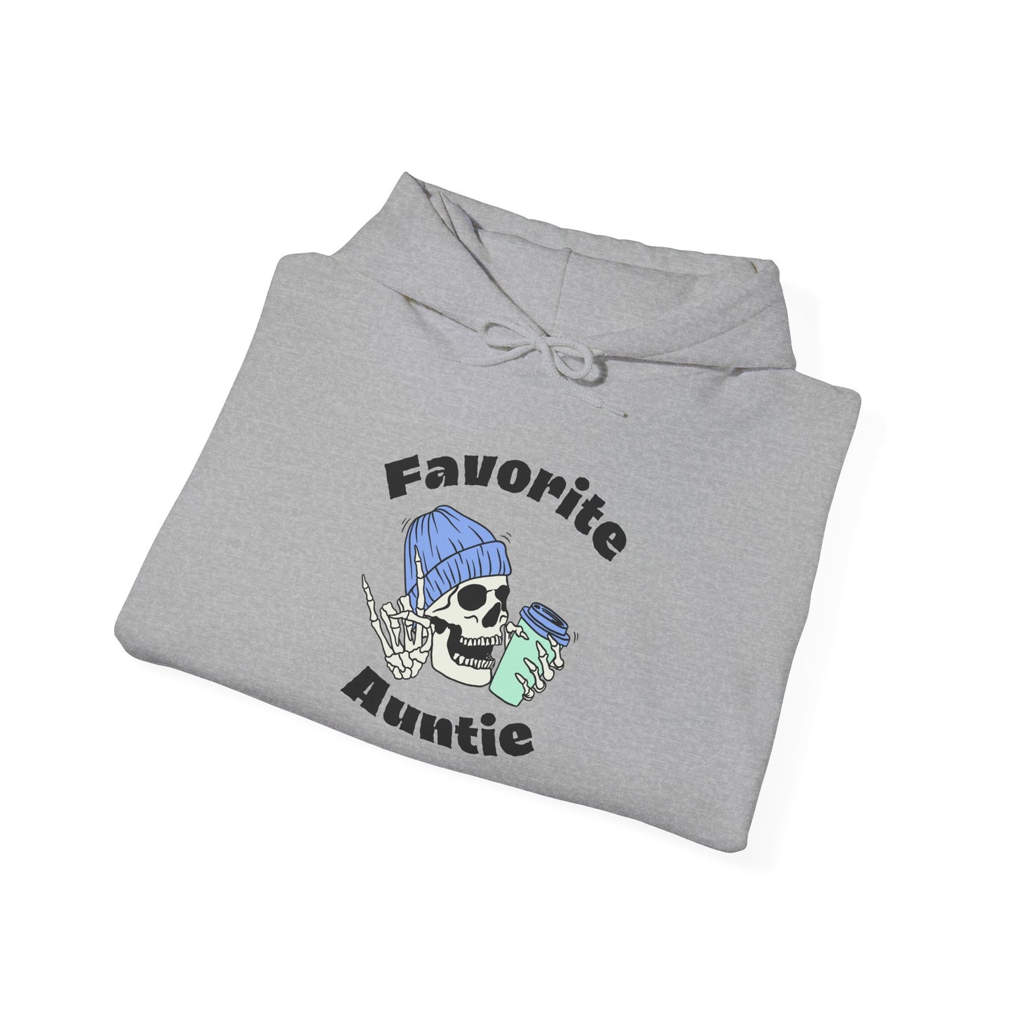 Favorite Auntie Skull drinking coffee Heavy Blend™ Hooded Sweatshirt