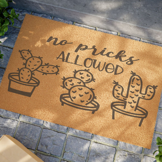 No Pricks Allowed (Cactus) Coconut Fiber Doormat