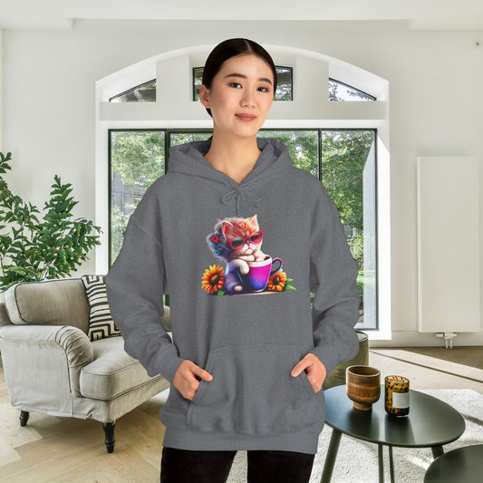 Cool Sunflower Kitten Heavy Blend™ Hooded Sweatshirt