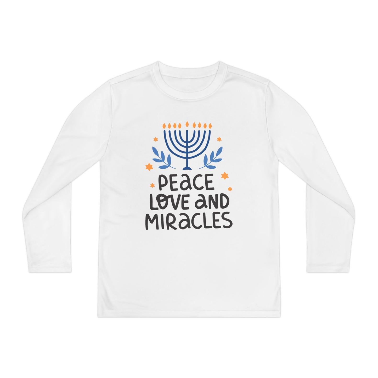 Hanukkah Peace Love & Miracles 1 Youth Long Sleeve Tee