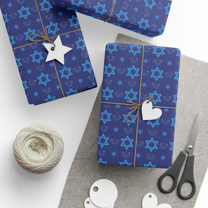 Menorah/Star of David 3 Hanukkah Wrapping Paper