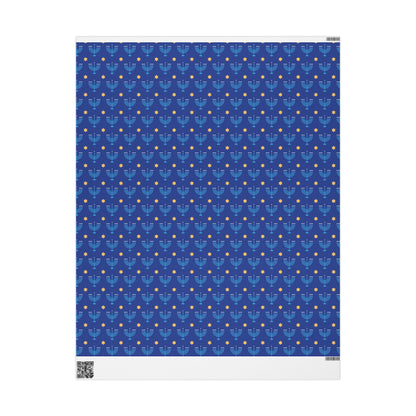 Dk. Blue/Gold Star of David Hanukkah Wrapping Paper
